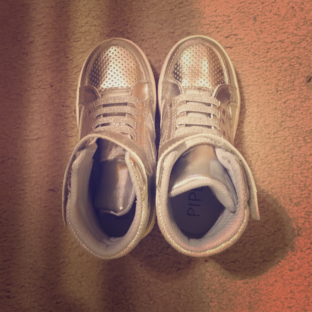 Silver sports shoes